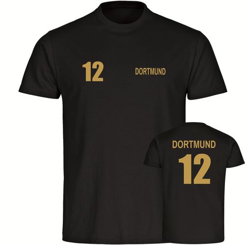 4068859489458 - multifanshop® Herren T-Shirt - Dortmund - Trikot Nummer 12 gold - Druck gold metallic - Männer