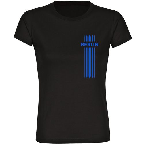 4068859042127 - multifanshop Damen T-Shirt - Berlin blau - Streifen - Druck blau - Frauen