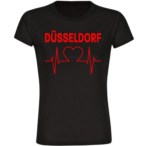 4068859104993 - multifanshop Damen T-Shirt - Düsseldorf - Herzschlag - Druck rot - Frauen