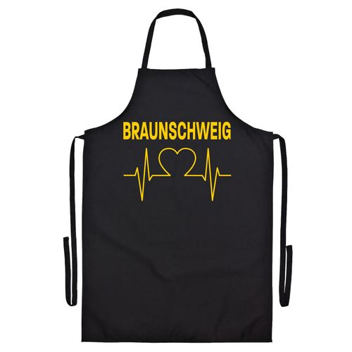 4068859201630 - multifanshop Grillschürze - Braunschweig - Herzschlag - Druck gelb - Schürze 4068859201630 - multifanshop Grillschürze - Braunschweig - Herzschlag - Druck gelb - Schürze