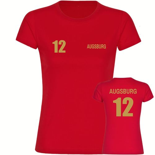 4068859493981 - multifanshop Damen T-Shirt - Augsburg - Trikot Nummer 12 gold - Druck gold metallic - Frauen 4068859493981 - multifanshop Damen T-Shirt - Augsburg - Trikot Nummer 12 gold - Druck gold metallic - Frauen