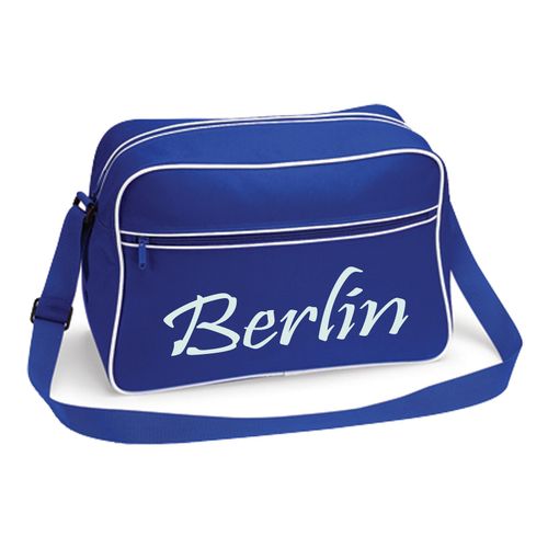 4068859065027 - multifanshop Retrotasche - Berlin blau - Schriftzug - Druck weiß - Tasche