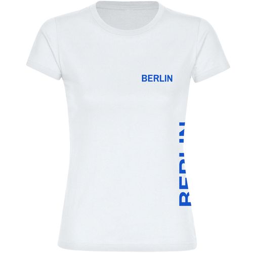 4068859013226 - multifanshop Damen T-Shirt - Berlin blau - Brust & Seite - Druck blau - Frauen