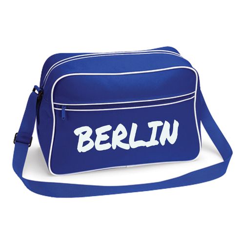 4068859496548 - multifanshop Retrotasche - Berlin blau - Textmarker - Druck weiß - Tasche