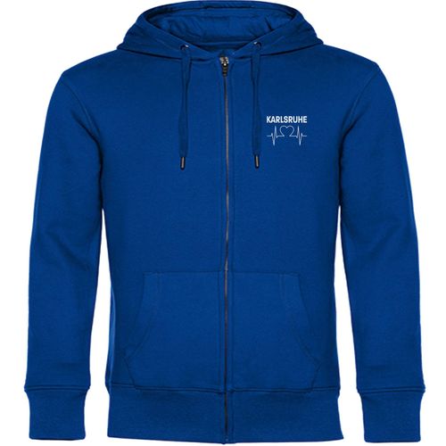 4068859039431 - multifanshop Kapuzen Sweatshirt Jacke - Karlsruhe - Herzschlag - Druck weiß - Sweat