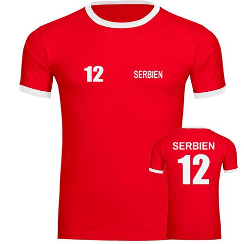 4068859483104 - multifanshop Kontrast T-Shirt - Serbien - Trikot Nummer 12 - Druck weiß - Männer 4068859483104 - multifanshop Kontrast T-Shirt - Serbien - Trikot Nummer 12 - Druck weiß - Männer