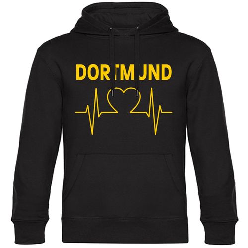 4068859187897 - multifanshop® Kapuzen Sweatshirt - Dortmund - Herzschlag - Druck gelb - Hoodie