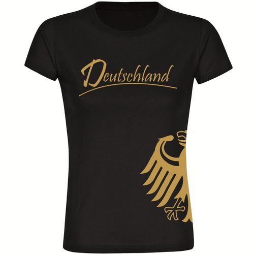 4068859263027 - multifanshop Damen T-Shirt - Deutschland - Adler seitlich Gold - Druck gold metallic - Frauen