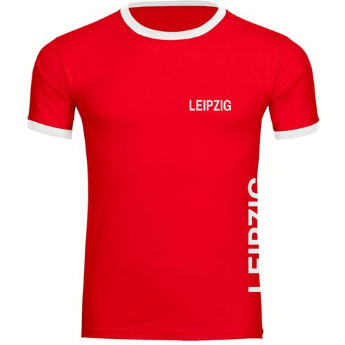 4068859082277 - multifanshop Kontrast T-Shirt - Leipzig - Brust & Seite - Druck weiß - Männer