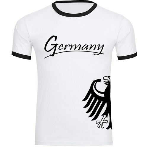 4068859367633 - multifanshop Kontrast T-Shirt - Germany - Adler seitlich - Druck schwarz - Männer