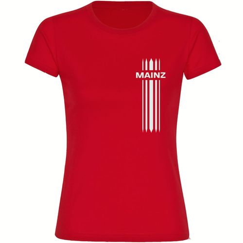 4068859128654 - multifanshop Damen T-Shirt - Mainz - Streifen - Druck weiß - Frauen 4068859128654 - multifanshop Damen T-Shirt - Mainz - Streifen - Druck weiß - Frauen