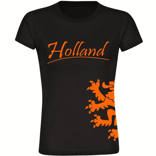 4068859454715 - multifanshop Damen T-Shirt - Holland - Löwe seitlich - Druck orange - Frauen