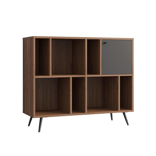 4059865176661 - Bücherregal breit Walnuss Grau Standregal Wohnzimmer Regal 4059865176661 - Bücherregal breit Walnuss Grau Standregal Wohnzimmer Regal