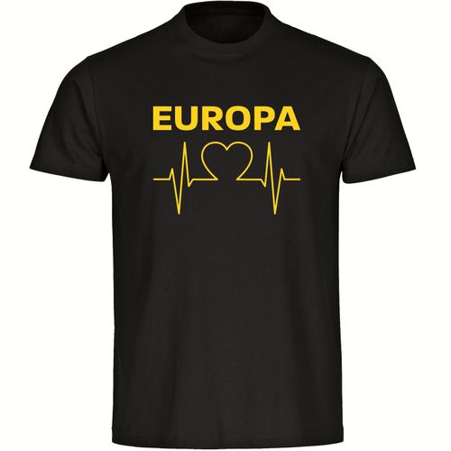 4068859302337 - multifanshop Herren T-Shirt - Europa - Herzschlag - Druck gelb - Männer