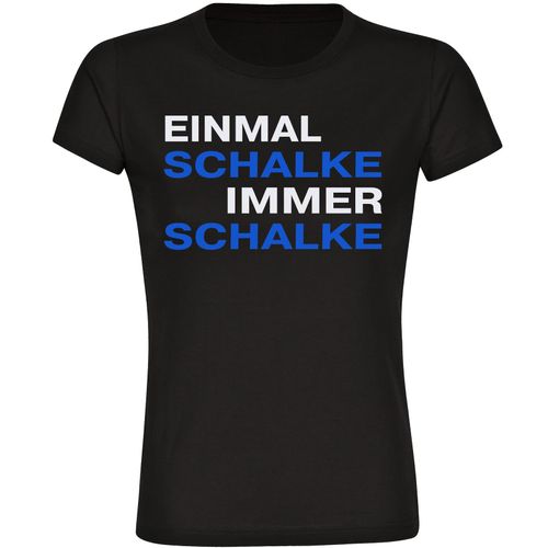 4068859002398 - multifanshop Damen T-Shirt - Schalke - Einmal Immer - Druck blau - Frauen