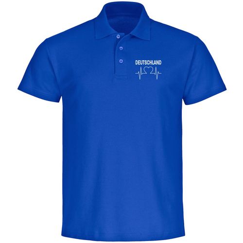 4068859263485 - multifanshop Poloshirt - Deutschland - Herzschlag - Druck weiß - Polo