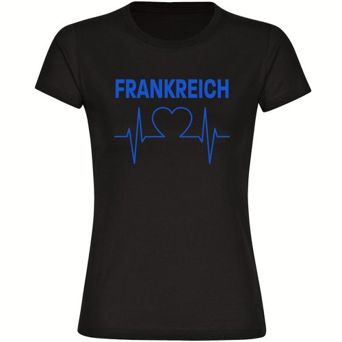 4068859308926 - multifanshop Damen T-Shirt - Frankreich - Herzschlag - Druck blau - Frauen