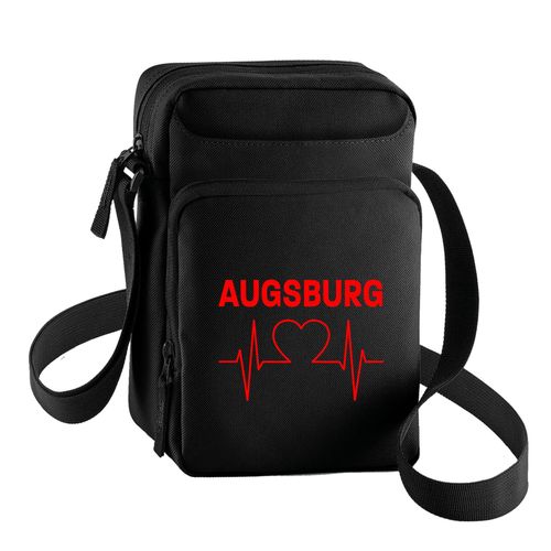 4068859102371 - multifanshop Umhängetasche - Augsburg - Herzschlag - Druck rot - Tasche