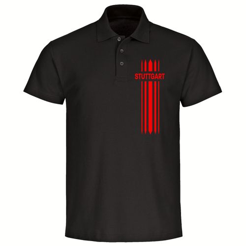 4068859131555 - multifanshop Poloshirt - Stuttgart - Streifen - Druck rot - Polo 4068859131555 - multifanshop Poloshirt - Stuttgart - Streifen - Druck rot - Polo