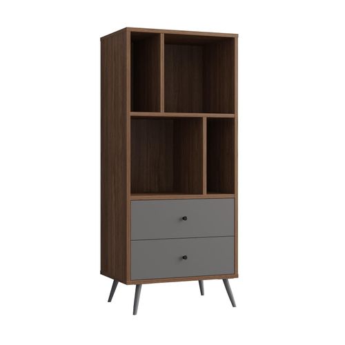 4059865176685 - Bücherregal Walnuss Grau Standregal Wohnzimmer Regal 4059865176685 - Bücherregal Walnuss Grau Standregal Wohnzimmer Regal