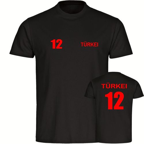 4068859474508 - multifanshop Kinder T-Shirt - Türkei - Trikot Nummer 12 - Druck rot - Kind