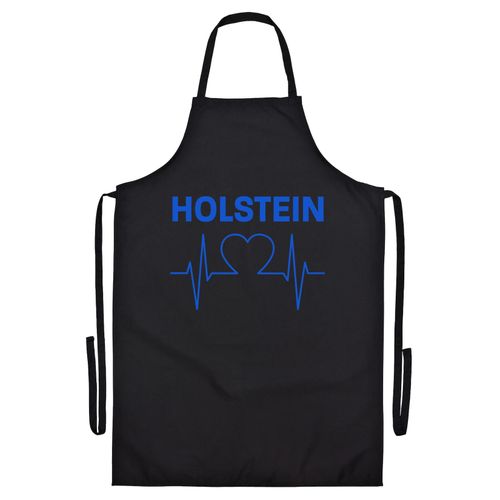 4068859404840 - multifanshop Grillschürze - Holstein - Herzschlag - Druck blau - Schürze