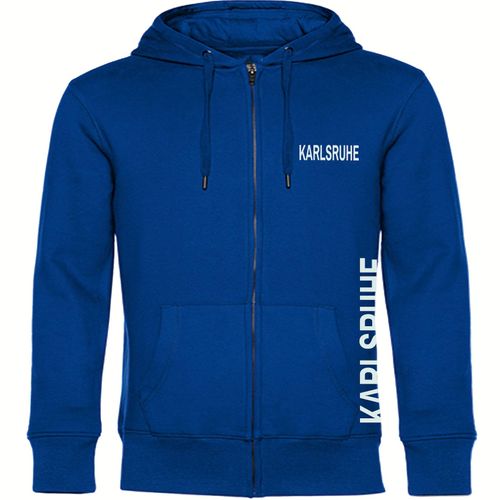 4068859021351 - multifanshop Kapuzen Sweatshirt Jacke - Karlsruhe - Brust & Seite - Druck weiß - Sweat