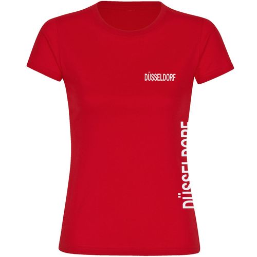 4068859074142 - multifanshop Damen T-Shirt - Düsseldorf - Brust & Seite - Druck weiß - Frauen