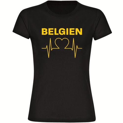 4068859282578 - multifanshop Damen T-Shirt - Belgien - Herzschlag - Druck gelb - Frauen 4068859282578 - multifanshop Damen T-Shirt - Belgien - Herzschlag - Druck gelb - Frauen