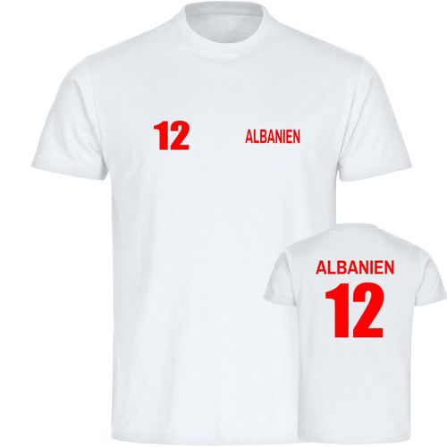 4068859450632 - multifanshop Kinder T-Shirt - Albanien - Trikot Nummer 12 - Druck rot - Kind