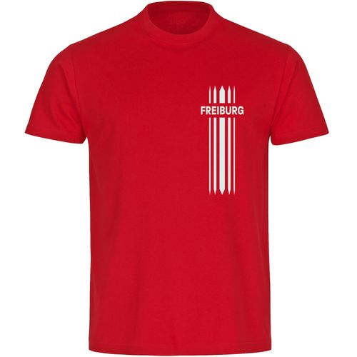 4068859123123 - multifanshop Herren T-Shirt - Freiburg - Streifen - Druck weiß - Männer