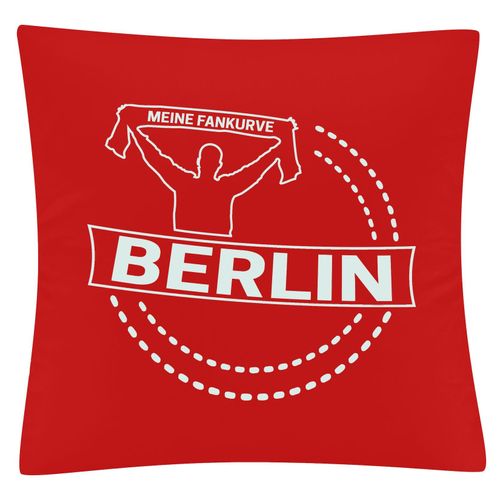 4068859134242 - multifanshop Kissenbezug - Berlin rot - Meine Fankurve - Druck weiß - Kissen