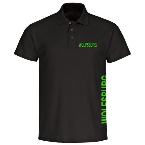 4068859168537 - multifanshop Poloshirt - Wolfsburg - Brust & Seite - Druck grün - Polo