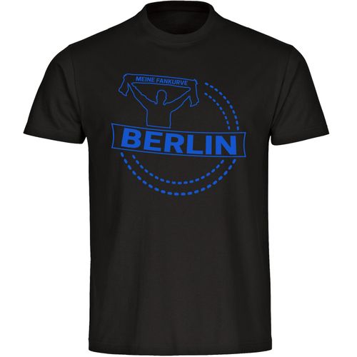 4068859050085 - multifanshop Herren T-Shirt - Berlin blau - Meine Fankurve - Druck blau - Männer