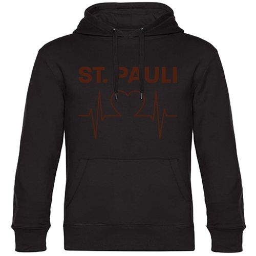 4068859193683 - multifanshop Kapuzen Sweatshirt - St Pauli - Herzschlag - Druck braun - Hoodie