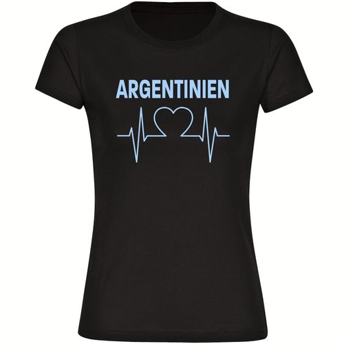 4068859273804 - multifanshop Damen T-Shirt - Argentinien - Herzschlag - Druck hellblau - Frauen