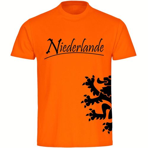 4068859458515 - multifanshop Herren T-Shirt - Niederlande - Löwe seitlich - Druck schwarz - Männer