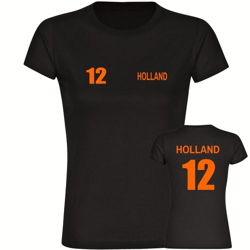 4068859455644 - multifanshop Damen T-Shirt - Holland - Trikot Nummer 12 - Druck orange - Frauen