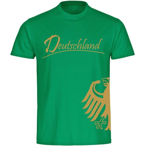 4068859251093 - multifanshop Herren T-Shirt - Deutschland - Adler seitlich Gold - Druck gold metallic - Männer
