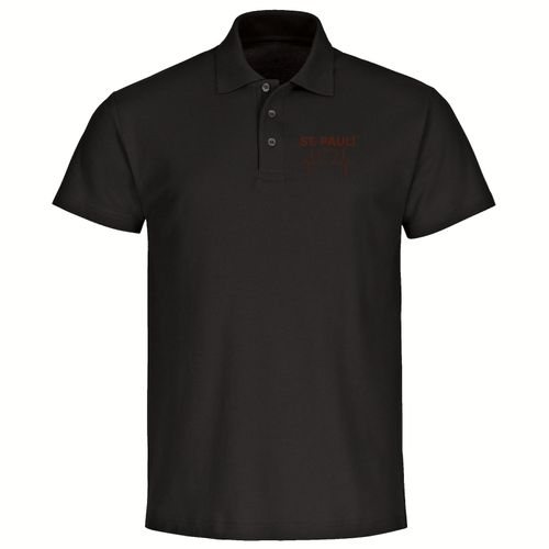 4068859193454 - multifanshop Poloshirt - St Pauli - Herzschlag - Druck braun - Polo 4068859193454 - multifanshop Poloshirt - St Pauli - Herzschlag - Druck braun - Polo
