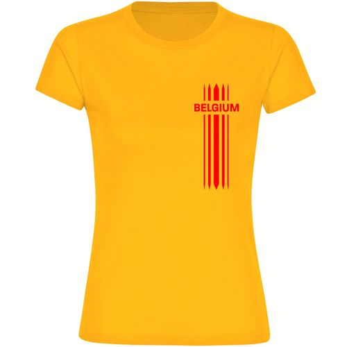 4068859339067 - multifanshop Damen T-Shirt - Belgium - Streifen - Druck rot - Frauen