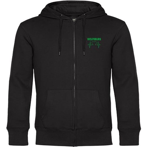 4068859175009 - multifanshop Kapuzen Sweatshirt Jacke - Wolfsburg - Herzschlag - Druck grün - Sweat