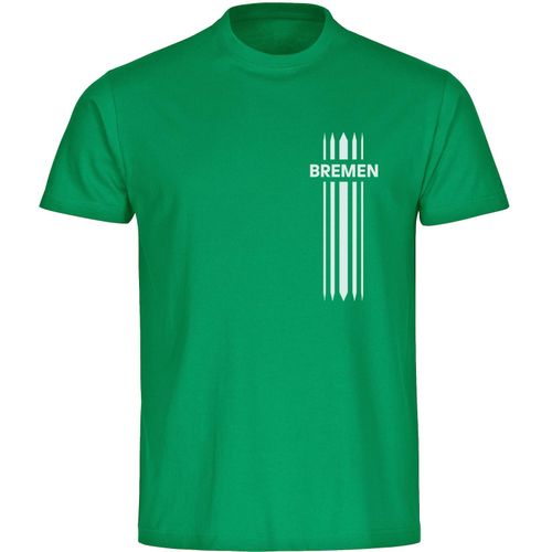 4068859175344 - multifanshop Herren T-Shirt - Bremen - Streifen - Druck weiß - Männer