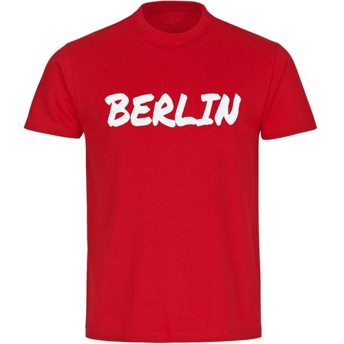4068859497187 - multifanshop Herren T-Shirt - Berlin rot - Textmarker - Druck gold metallic - Männer