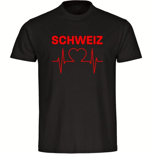 4068859230586 - multifanshop Herren T-Shirt - Schweiz - Herzschlag - Druck rot - Männer