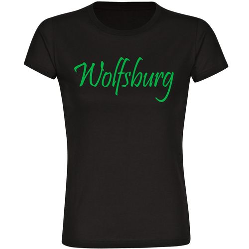 4068859184735 - multifanshop Damen T-Shirt - Wolfsburg - Schriftzug - Druck grün - Frauen