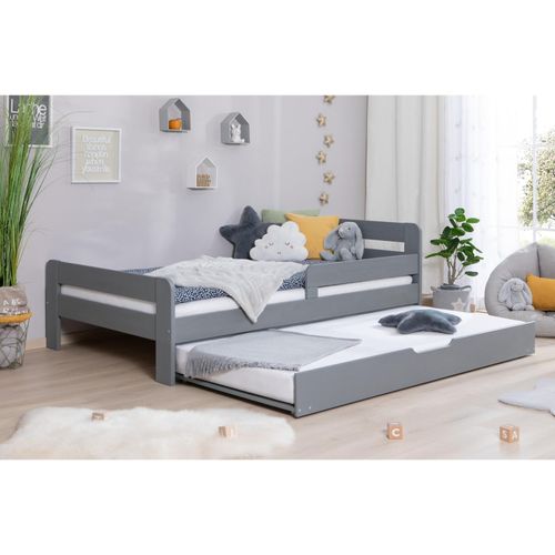 4251105970835 - TiCAA Einzelbett Kinderbett Jugendbett Bennet mit Zusatzbett Rausfallschutz & Lattenrost für Schlafzimmer Kinderzimmer Kiefer Massivholz Bettgestell 120 x 200 cm 4251105970835 - TiCAA Einzelbett Kinderbett Jugendbett Bennet mit Zusatzbett Rausfallschutz & Lattenrost für Schlafzimmer Kinderzimmer Kiefer Massivholz Bettgestell 120 x 200 cm
