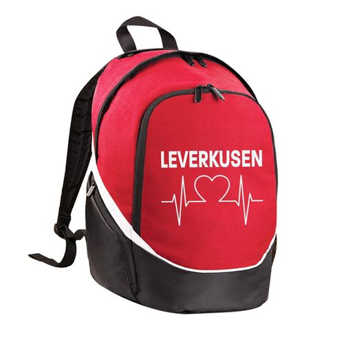4068859113827 - multifanshop Rucksack - Leverkusen - Herzschlag - Druck weiß - Tasche