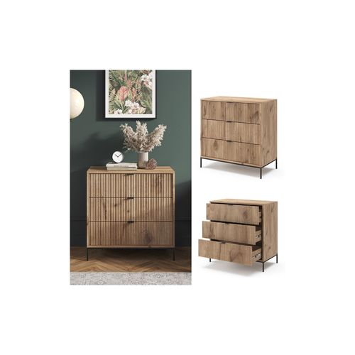4066731444656 - Kommode Eliza Viking Oak 80 x 812 cm mit 3 Schubladen Vicco 4066731444656 - Kommode Eliza Viking Oak 80 x 812 cm mit 3 Schubladen Vicco