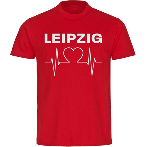 4068859111755 - multifanshop Herren T-Shirt - Leipzig - Herzschlag - Druck weiß - Männer